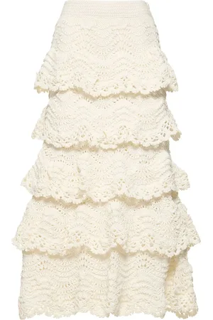 Oscar de la Renta Falda Midi De Algodón Crochet