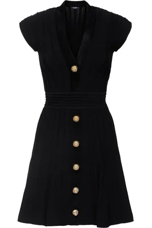 Balmain Vestido Corto De Terciopelo Con Botones