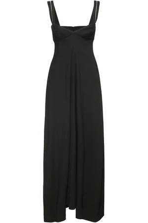 Carven Vestido Largo De Lana Crepé