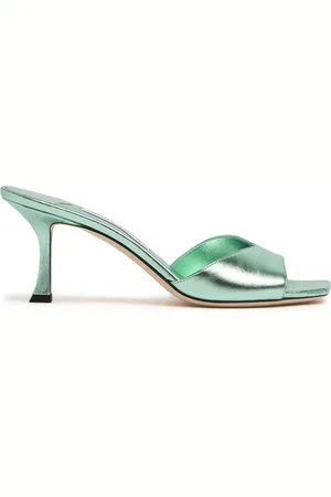 Jimmy Choo Mules De Piel Metalizada 70mm