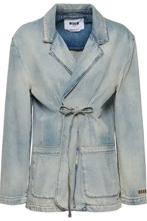 Msgm Blazer De Denim De Algodón