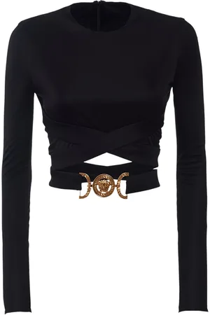 VERSACE Top Corto De Jersey De Viscosa Con Cinturón