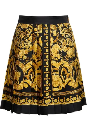 VERSACE Falda De Sarga De Seda Con Estampado