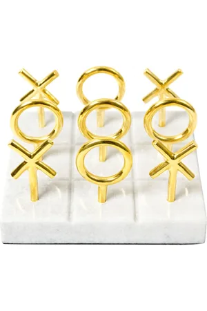 Jonathan Adler Set Tic Tac Toe De Mármol Y Latón