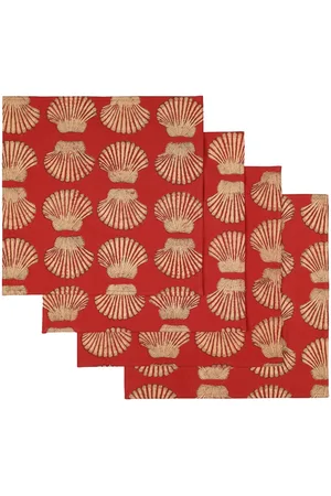 Les-Ottomans Set De 4 Servilletas De Algodón Estampadas A Mano