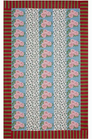 LISA CORTI Mantel Leopard Stripes Sky De Algodón
