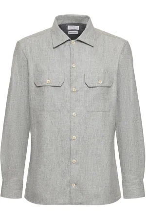 Brunello Cucinelli Sobrecamisa De Franela De Lana