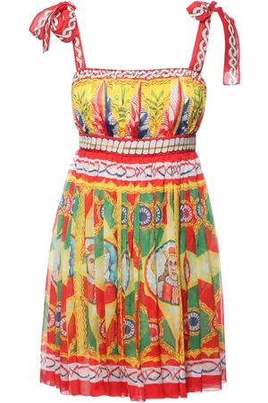 Dolce & Gabbana Vestido Carretto De Chifón De Seda Estampado