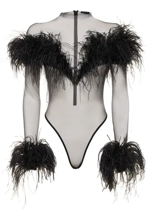 MUGLER Body De Tul Y Plumas