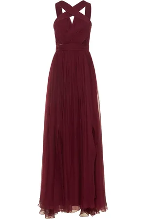 Zuhair Murad Vestido Largo De Chifón De Seda Con Aberturas