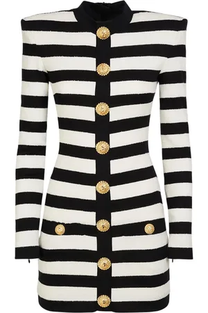 Balmain Vestido Corto De Jersey De Algodón