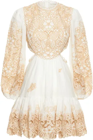 ZIMMERMANN Vestido Corto De Lino Con Bordado