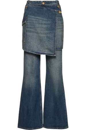 Ganni Jeans Acampanados De Denim Con Falda