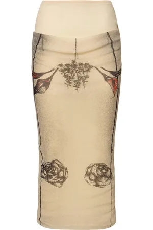 Jean Paul Gaultier Falda Midi De Malla Estampada
