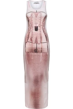 Jean Paul Gaultier Vestido Largo De Algodón Estampado