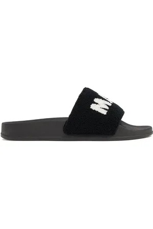 Marni Sandalias Planas De Algodón De Rizo Con Logo