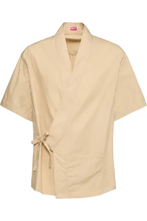Kenzo Camisa Kimono De Algodón Con Manga Corta