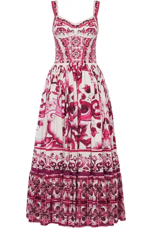 Dolce & Gabbana Vestido Largo De Popelina Con Estampado