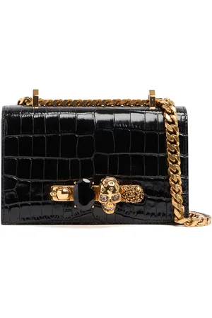 Alexander McQueen Bolso Mini Jeweled De Piel Efecto Cocodrilo