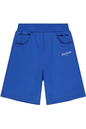 Balmain Shorts Deportivos De Algodón Con Logo