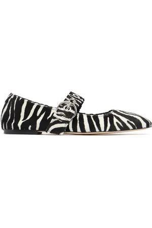 Aeyde Bailarinas De Piel Con Estampado Cebra 10mm