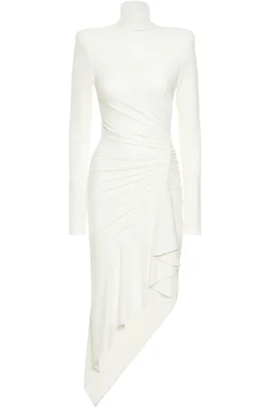 ALEXANDRE VAUTHIER Vestido Midi De Jersey Drapeado Con Cuello Alto