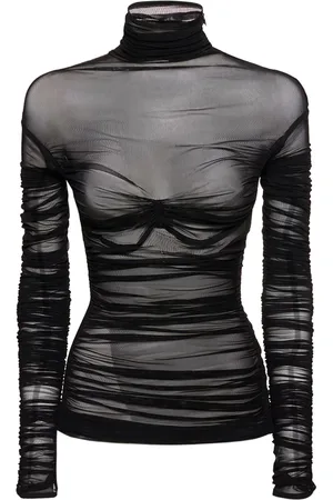 MUGLER Cuello Vuelto De Malla Con Manga Larga