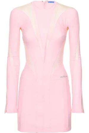 MUGLER Lvr Exclusive Vestido Corto De Jersey Y Tul
