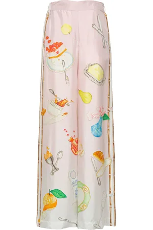 Casablanca Pantalones Anchos De Satén De Seda Estampados