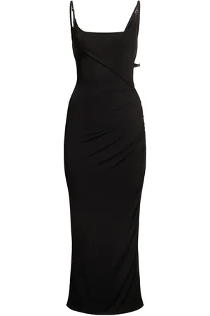 MUGLER Vestido Largo De Jersey Brillante