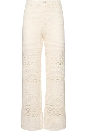 Sara Cristina Pantalones De Pierna Ancha De Crochet Con Perla