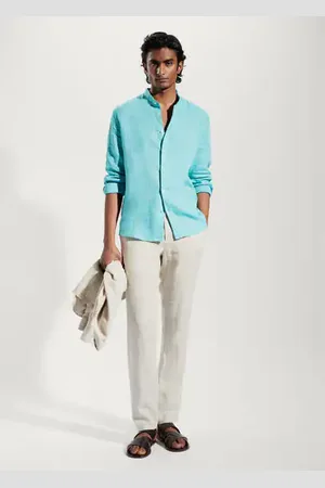 MANGO AN Camisa % lino cuello mao E