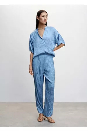 MANGO Blusa plisada satinada