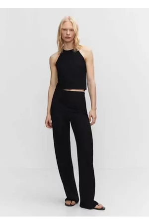 MANGO Mujer De cintura alta - Pantalón wideleg tiro alto