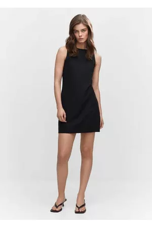 MANGO Mujer Vestidos Cortos y Sexys - Vestido lino abertura espalda