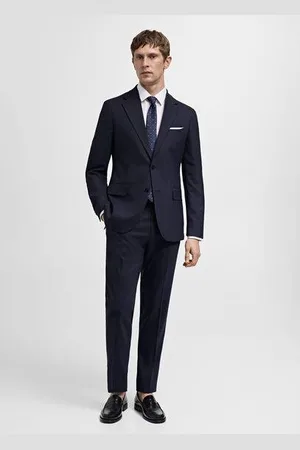 MANGO AN Americana traje lana fría slim fit espiga 44