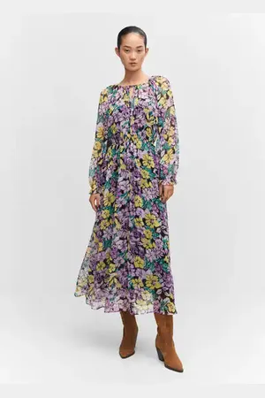 MANGO Vestido floral textura