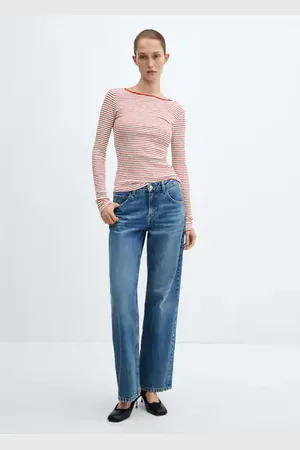 MANGO Camiseta rayas canalé