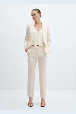 MANGO Pantalón traje lino