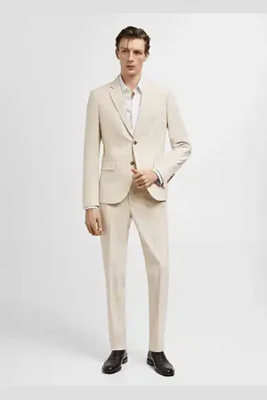 Pantalón de traje en algodón beige - Hombre