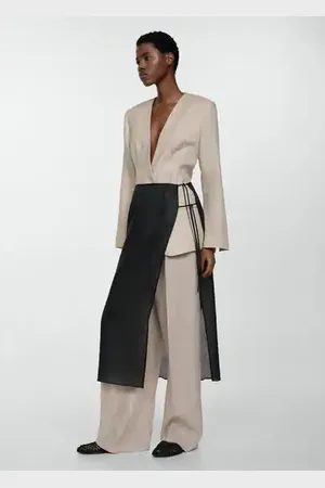 MANGO Pantalón traje % lino