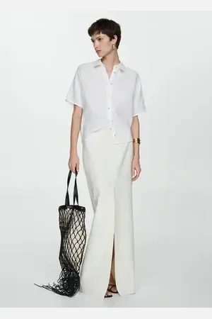MANGO Camisa lino manga corta CH