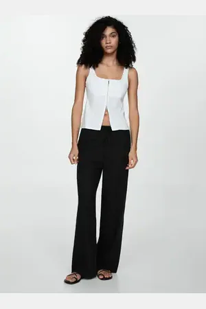 MANGO Pantalón recto lino CH