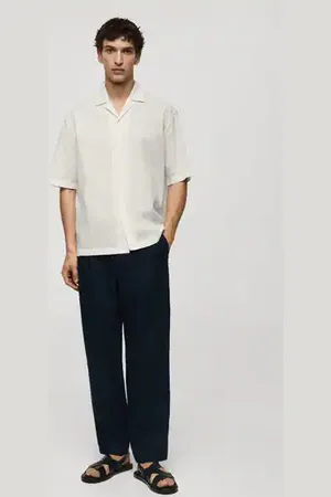 MANGO AN Camisa relaxed fit % algodón bordada E