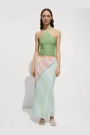 MANGO Top punto lúrex cuello halter