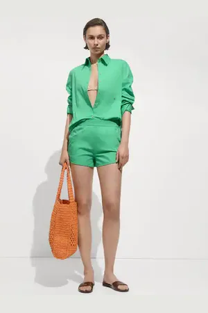 MANGO Shorts algodón cintura elástica E