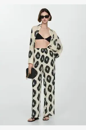 MANGO Pantalón estampado wideleg