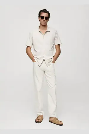 MANGO AN Polo regular fit textura abotonado