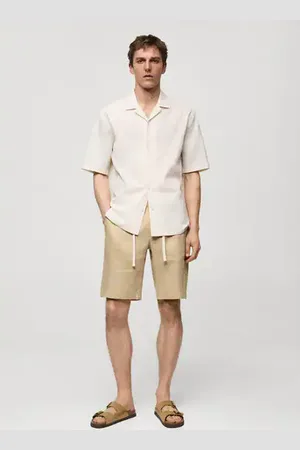 MANGO AN Bermudas % lino cordón