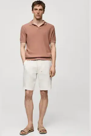 MANGO AN Bermudas % lino cordón